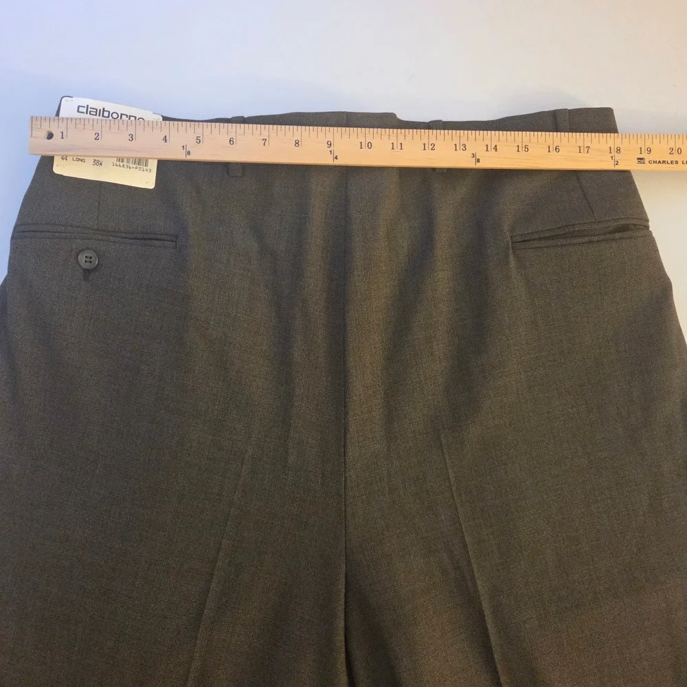 Claiborne Mens Vintage Worsted Wool Pleated Dress Pants Green 38W Unhemmed NWT